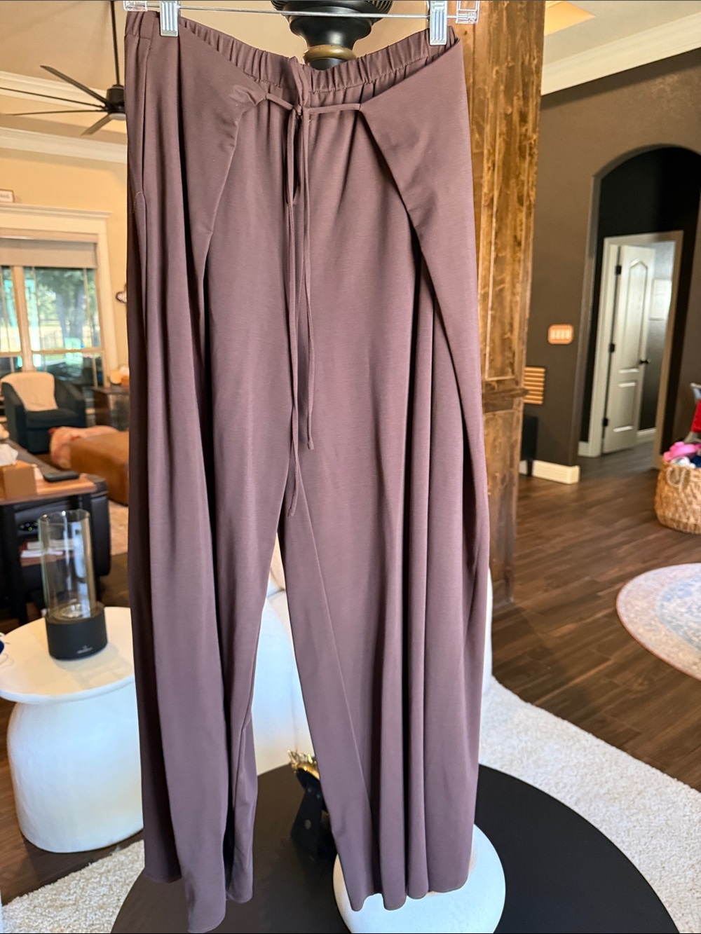 OGL Women's Wide-Leg Drawstring Pants in Chocolate Brown